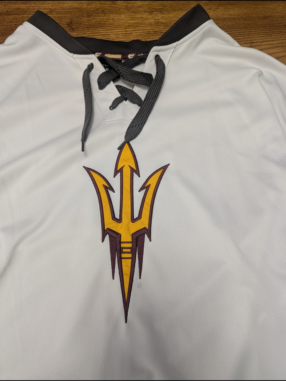 Colosseum White Arizona State Sun Devils Trident Hockey Jersey with Gold Accent - Picture 6 of 6